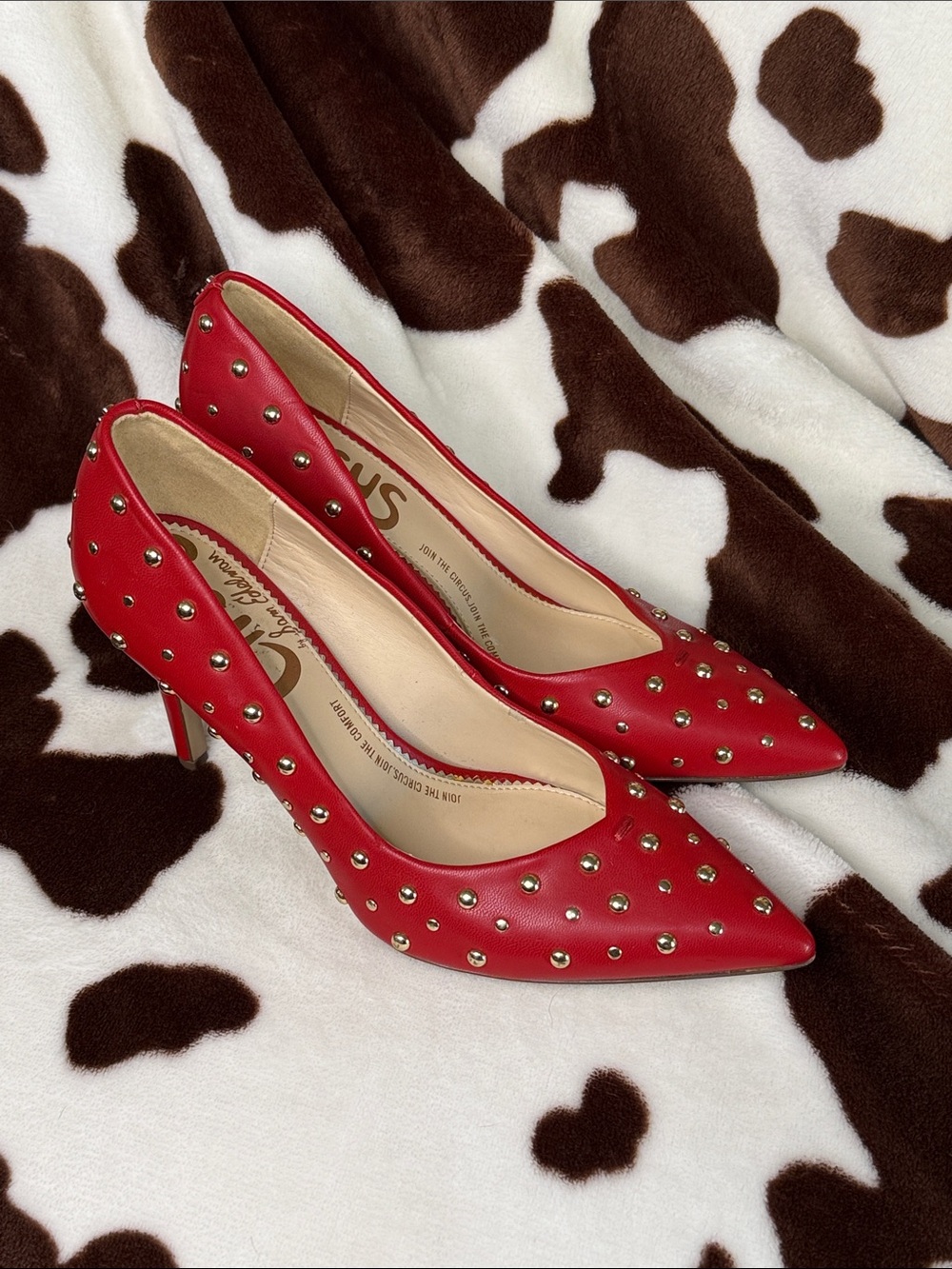 Sam Edelman Red Studded Pointed-Toe Pumps